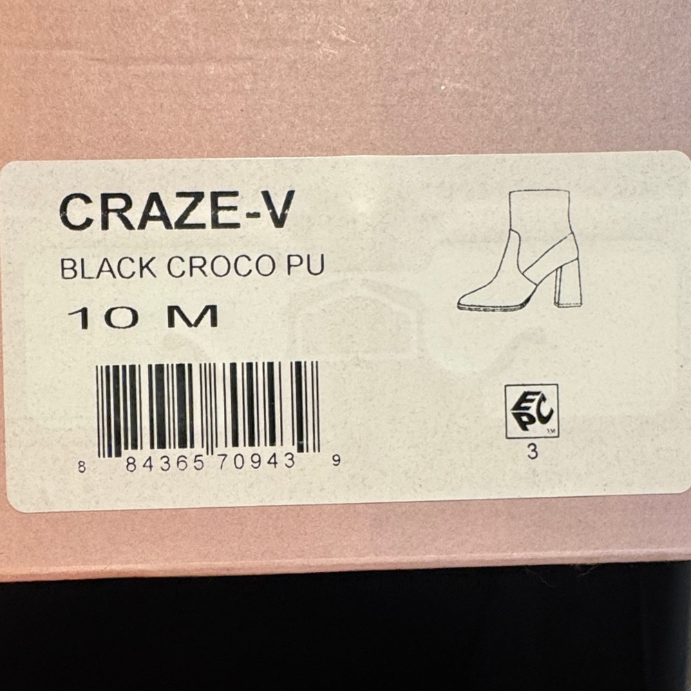 Black Croco PU Heeled Boots